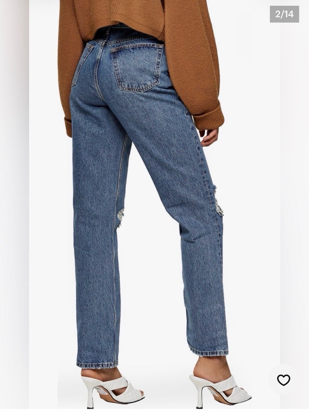 Topshop Mid-Blue Straight Leg Jeans